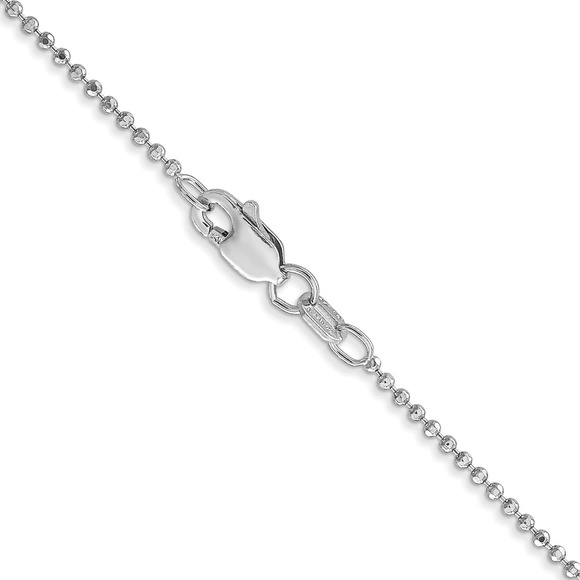 Solid 14K White Gold Women's Diamond Cut Beaded Chain Necklace 1.2mm 18 in - Picture 3 of 5